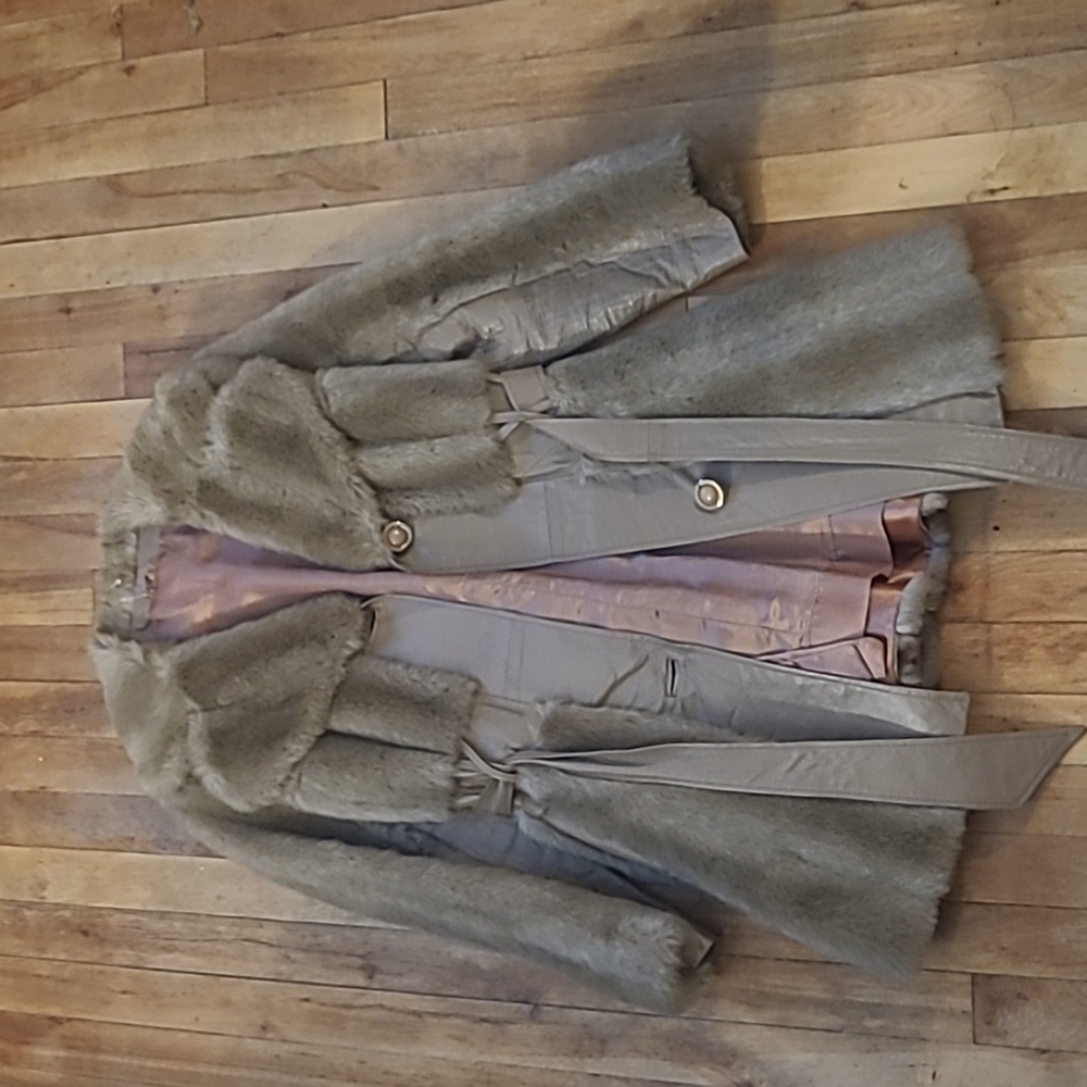 Vintage Jet Set of California fur and leather coat size 8